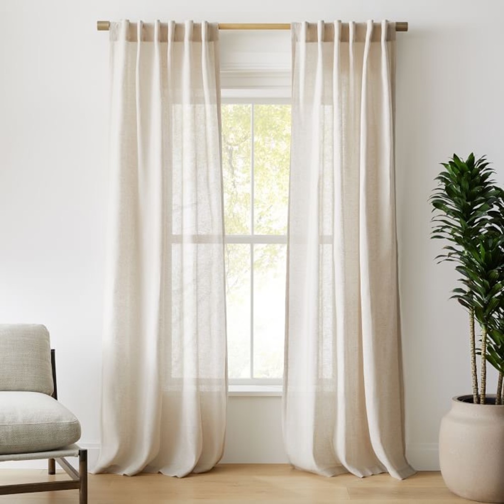 West Elm Sheer European Flax Linen Curtains - Set of 2